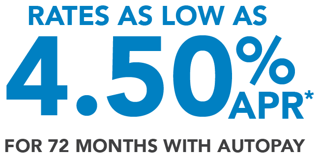 Rates as low as 4.50% APR* for 72 months with autopay